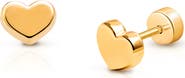 Tiny Blessings 14K Gold on Titanium Golden Heart Stud Screw Back Earrings