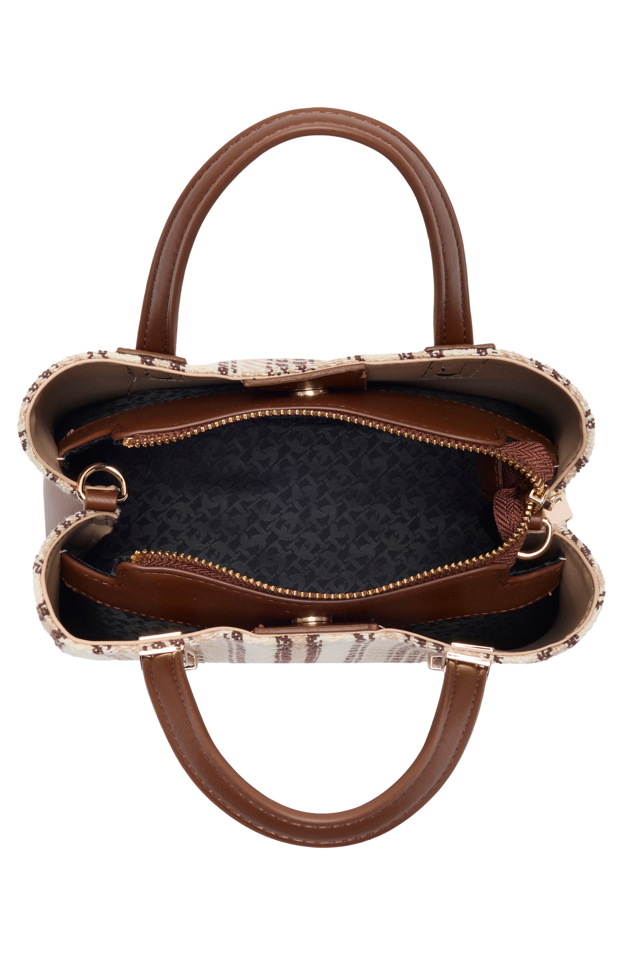 Dinky Dorrie Woven Canvas Satchel, Alternate, color, BROWN