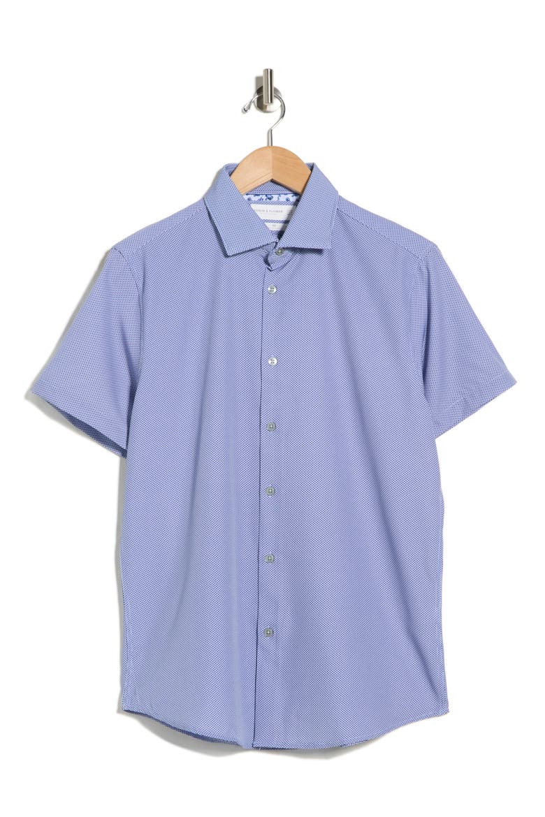 Dressy Tech Short Sleeve Button-Up Shirt, Alternate, color, LIGHT BLUE