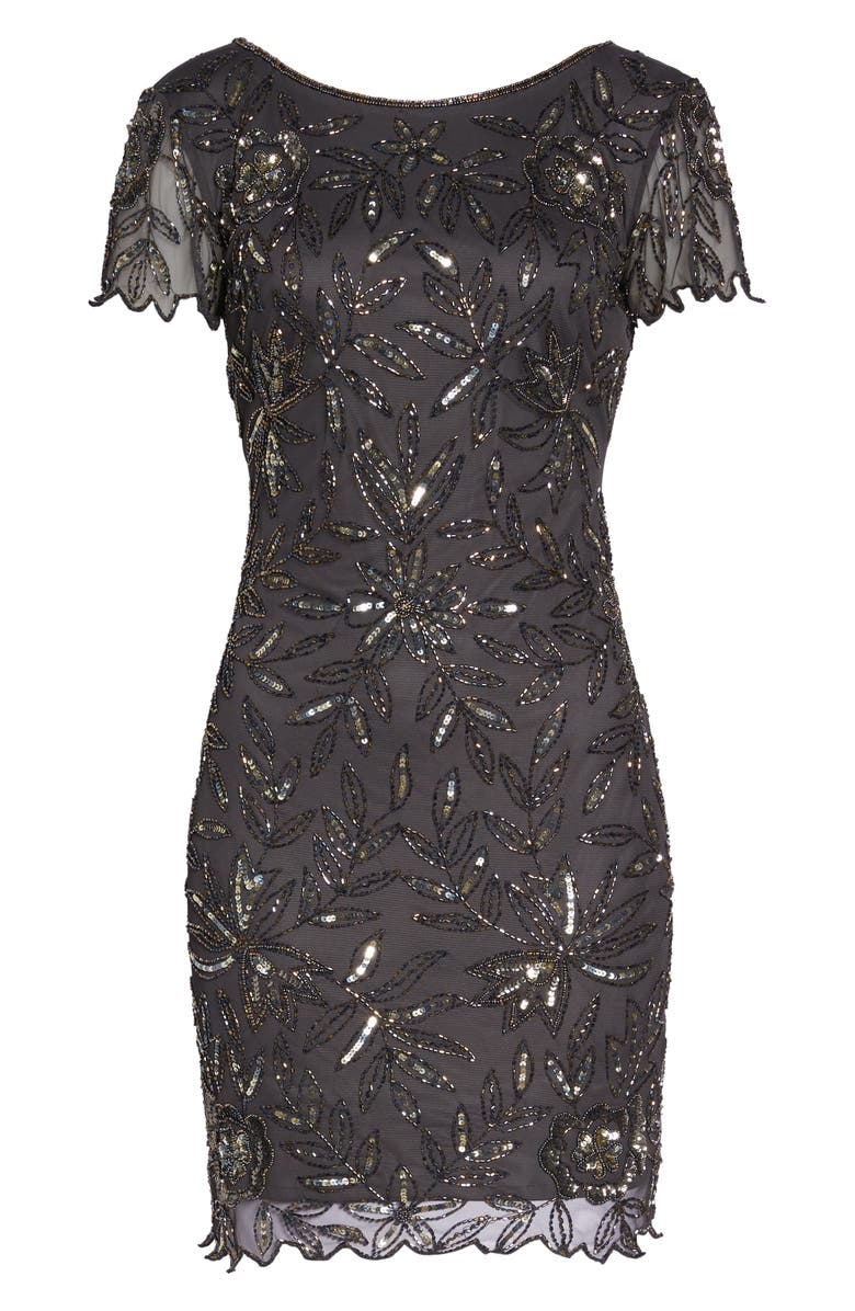 Pisarro Nights Floral Beaded Shift Dress, Alternate, color, 
