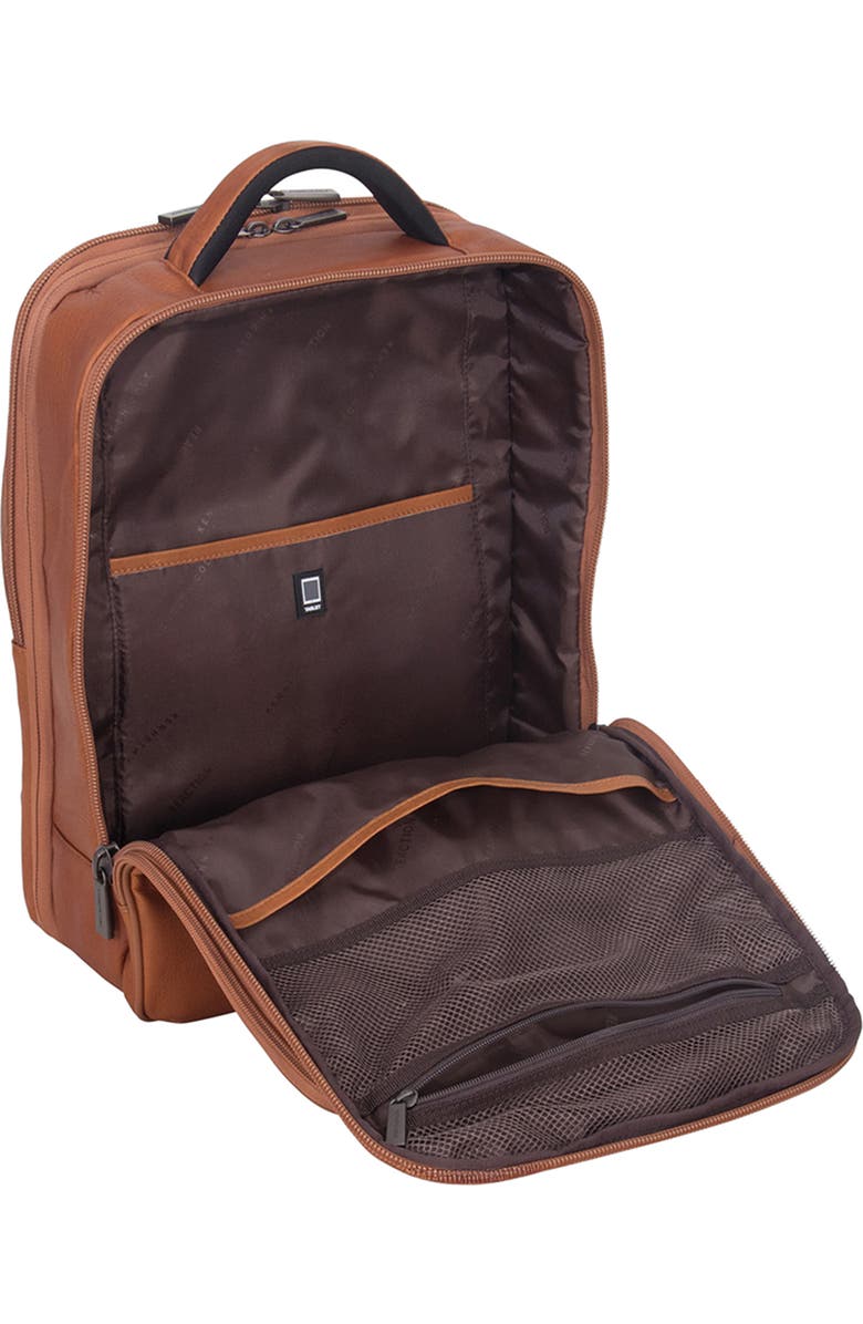 Kenneth Cole Colombian Leather Backpack, Alternate, color, Cognac
