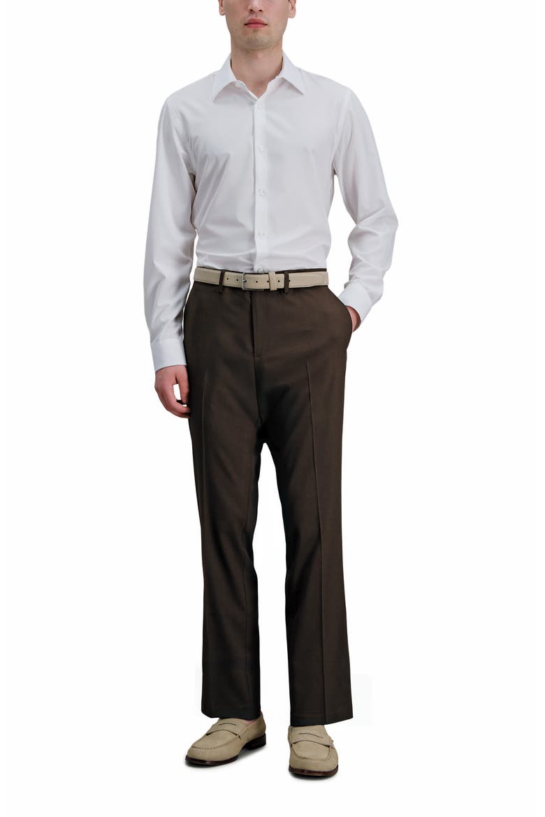 Slim Fit Sharkskin Pants, Alternate, color, BROWN