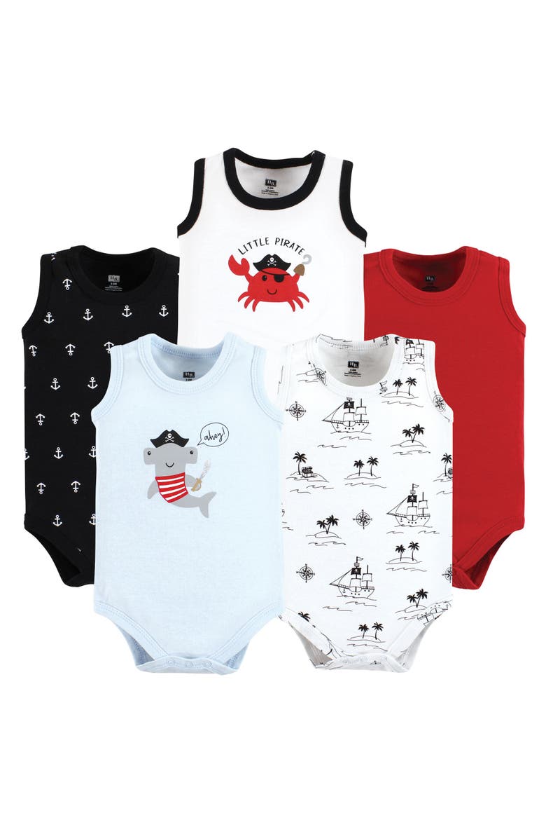 Soft Cotton Sleeveless Bodysuits, Main, color, Pirate Shark