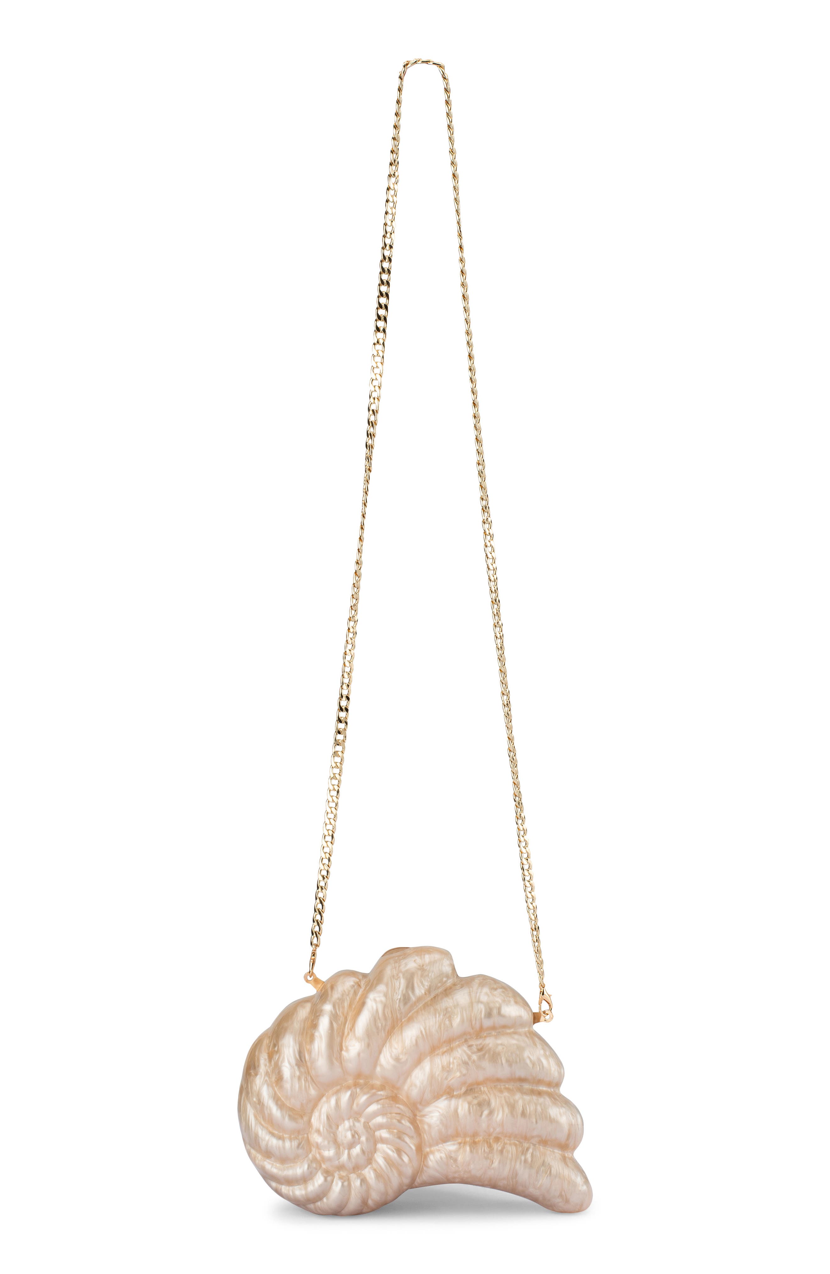 Olga Berg Indi Acrylic Shell Clutch, Alternate, color, Natural