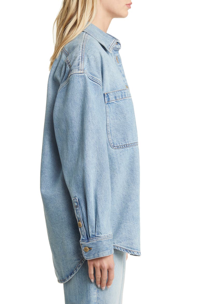 Heavyweight Denim Oversize Button-Up Shirt, Alternate, color, DERUSSEY WASH
