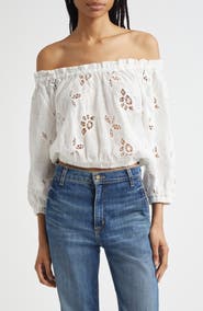 Ramy Brook Rosalia Eyelet Off the Shoulder Top