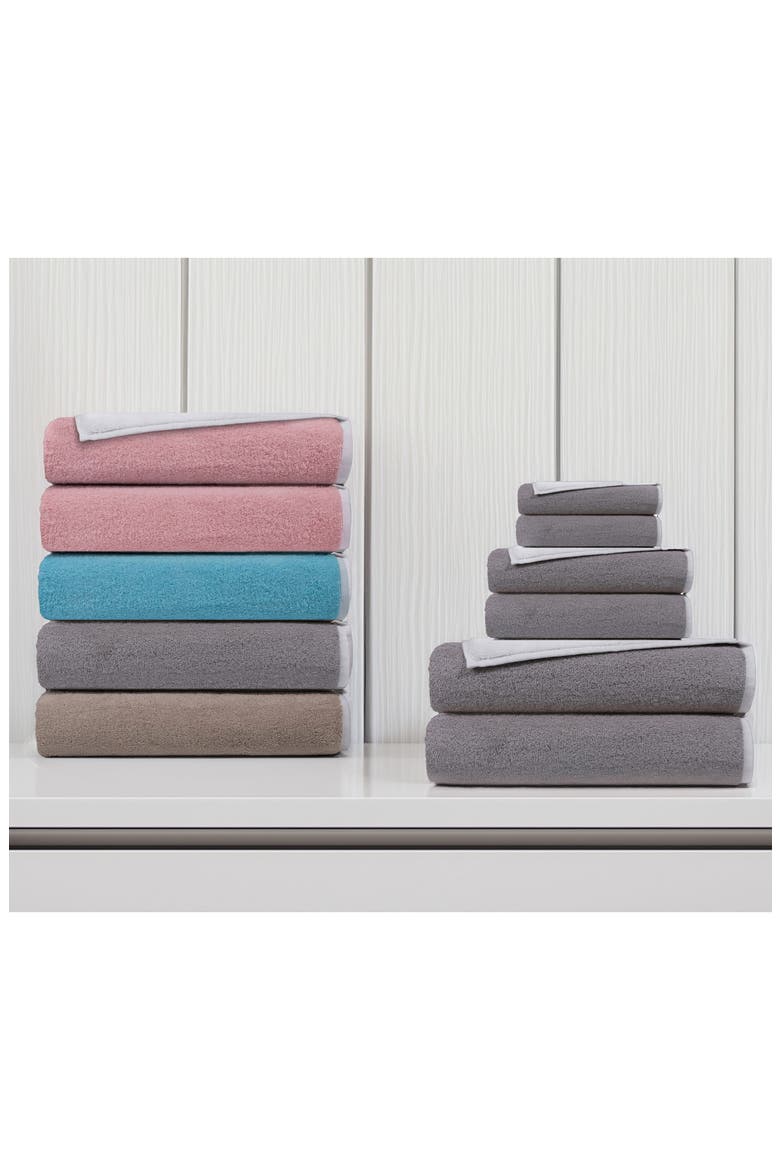 Set of 4 Double Face Turkish Cotton Bath Towels, Alternate, color, WHITE SEAGLASS