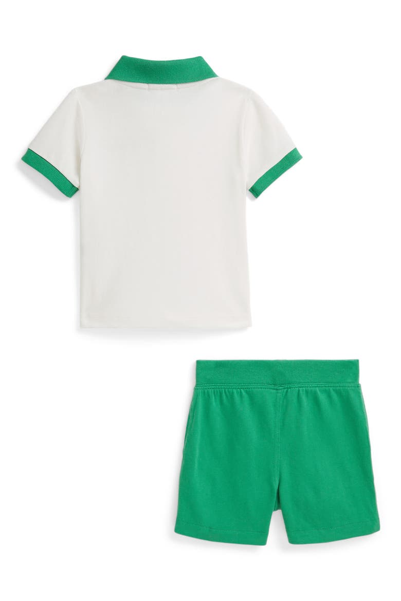 Tipped Cotton Polo & Shorts Set, Alternate, color, NEVIS/ RAFT GREEN