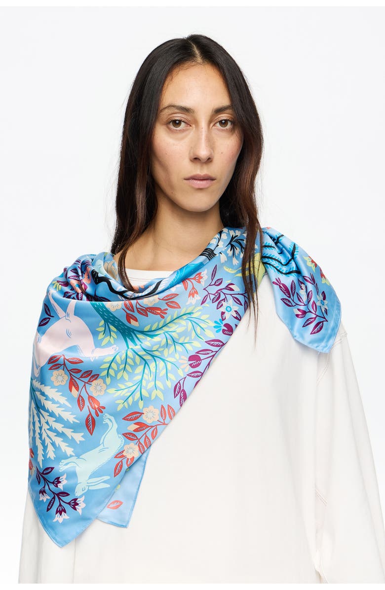 Bimba y Lola Animals Vegetation Scarf, Alternate, color, Blue