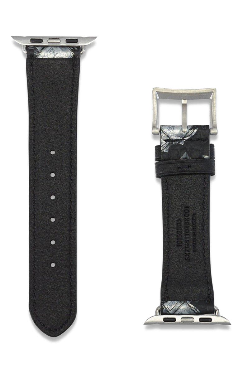 MCM 42-49mm Apple Watch Band in Rabot Rabot Visetos, Alternate, color, Black