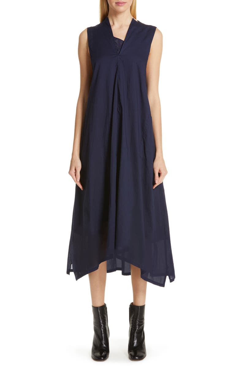 Y's by Yohji Yamamoto O-FR Gusset V-Neck Dress, Main, color, 
