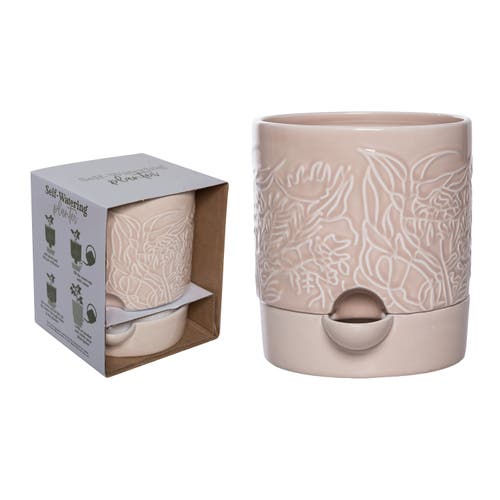 Transpac Large Dolomite Botanical Cream Self Water Planter Grey For Spring Garden Decor In Sand
