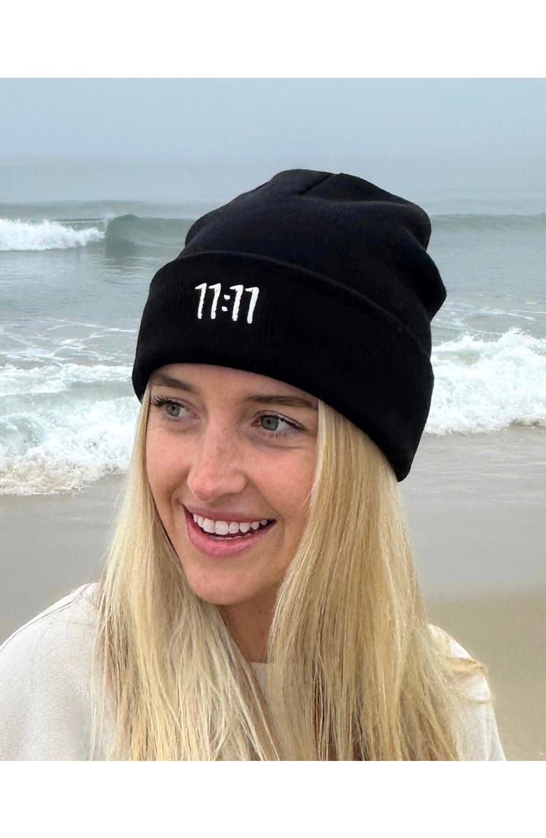 Conscious Ink 1111 Manifestation Beanie, Alternate, color, Black