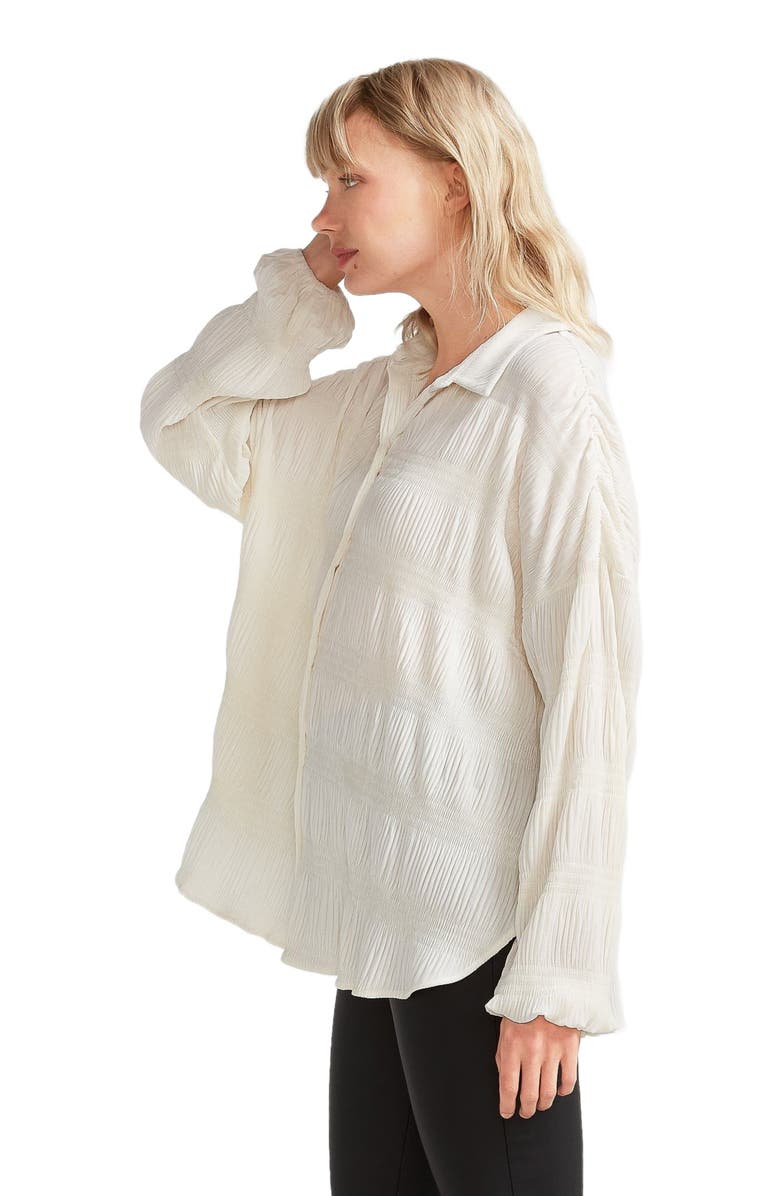 Belle & Bloom Serenade Velvet Plisse Shirt, Alternate, color, White