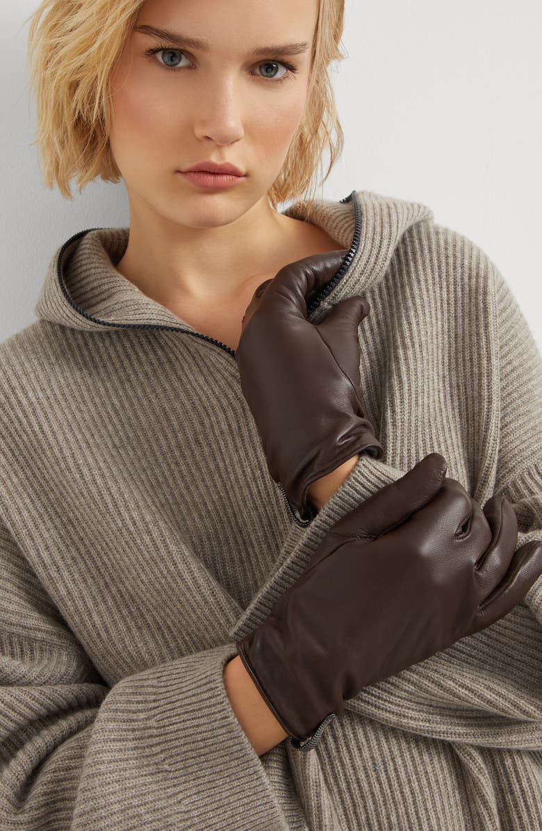 Brunello Cucinelli Nappa leather gloves, Alternate, color, 