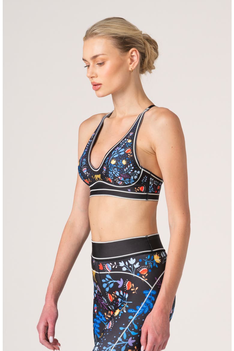 Amazon Rainforest Sports Bra, Alternate, color, Blue