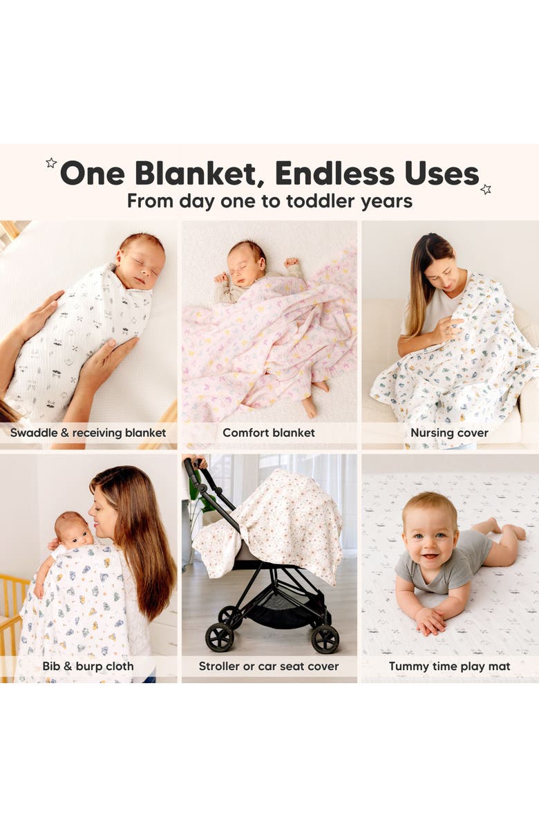 KeaBabies 3-Pack Lyra Muslin Swaddle Blankets, Alternate, color, Soft White