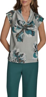 Donna Karan New York Floral Cowl Neck Top