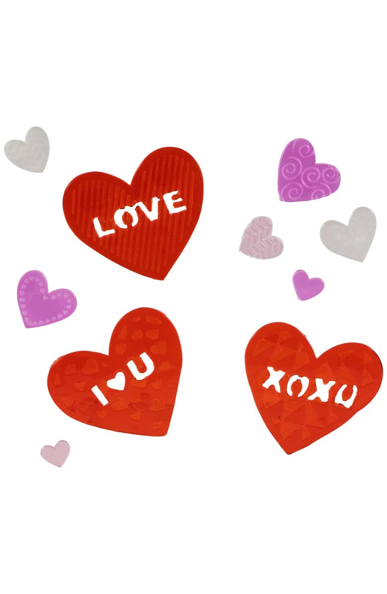 Northlight Set of 5 Double Sided Valentine's Day Gel Window Clings, Alternate, color, Red