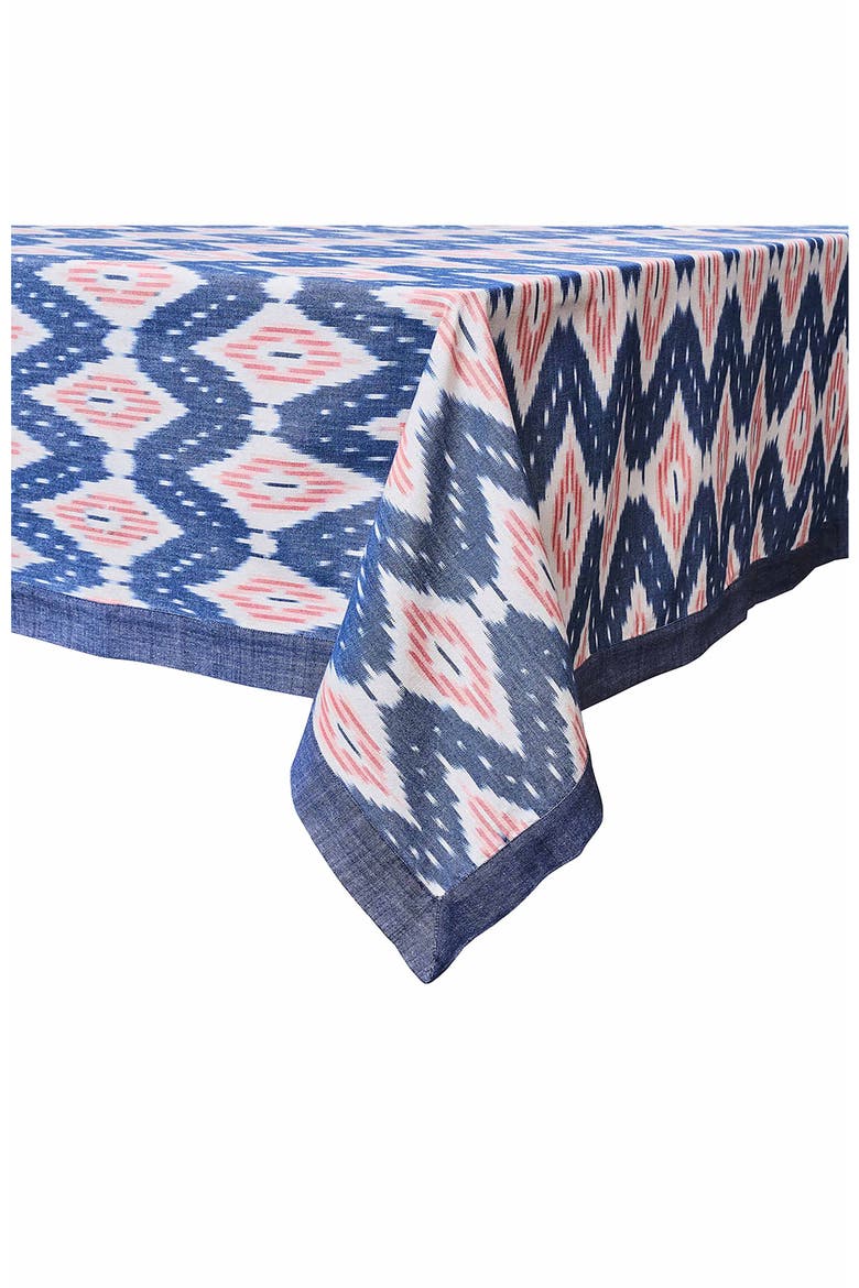 Ikat Cotton Tablecloth, Alternate, color, BLUE MULTI