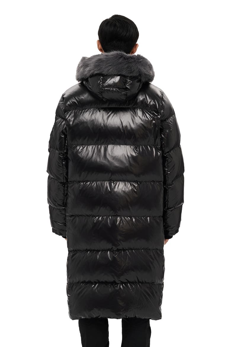 Audet Mens Long Hooded Down Parka, Alternate, color, Black