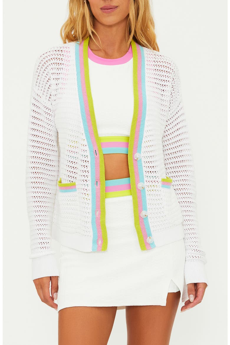 Gene Open Stitch Cotton Cardigan, Main, color, ROSE BLUSH