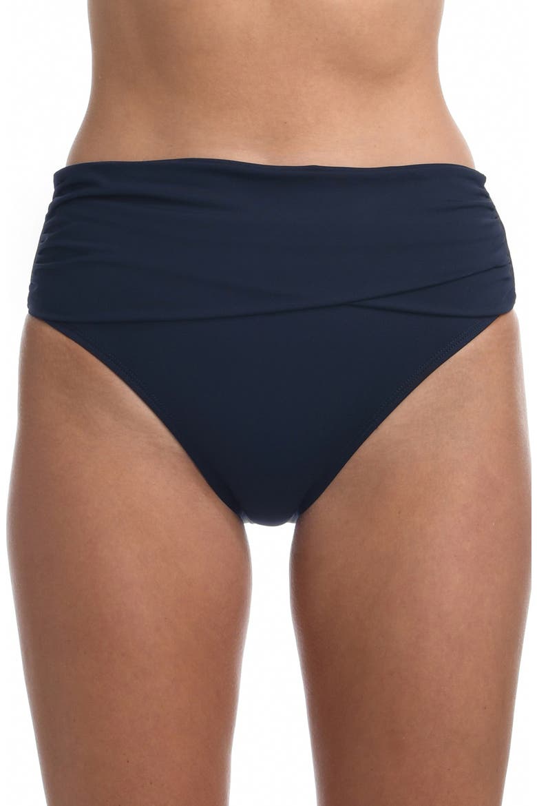 Island Goddess Overlap Bikini Bottoms, Main, color, INDIGO