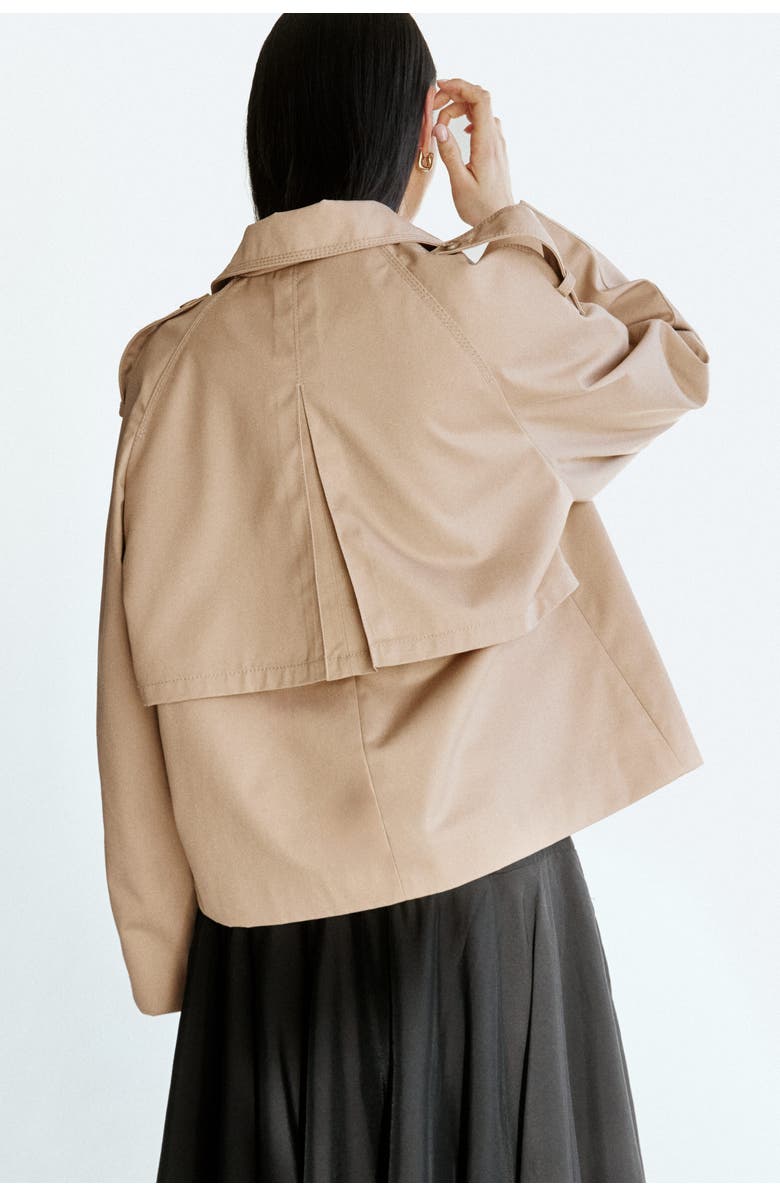 H&M Short trench coat, Alternate, color, Beige