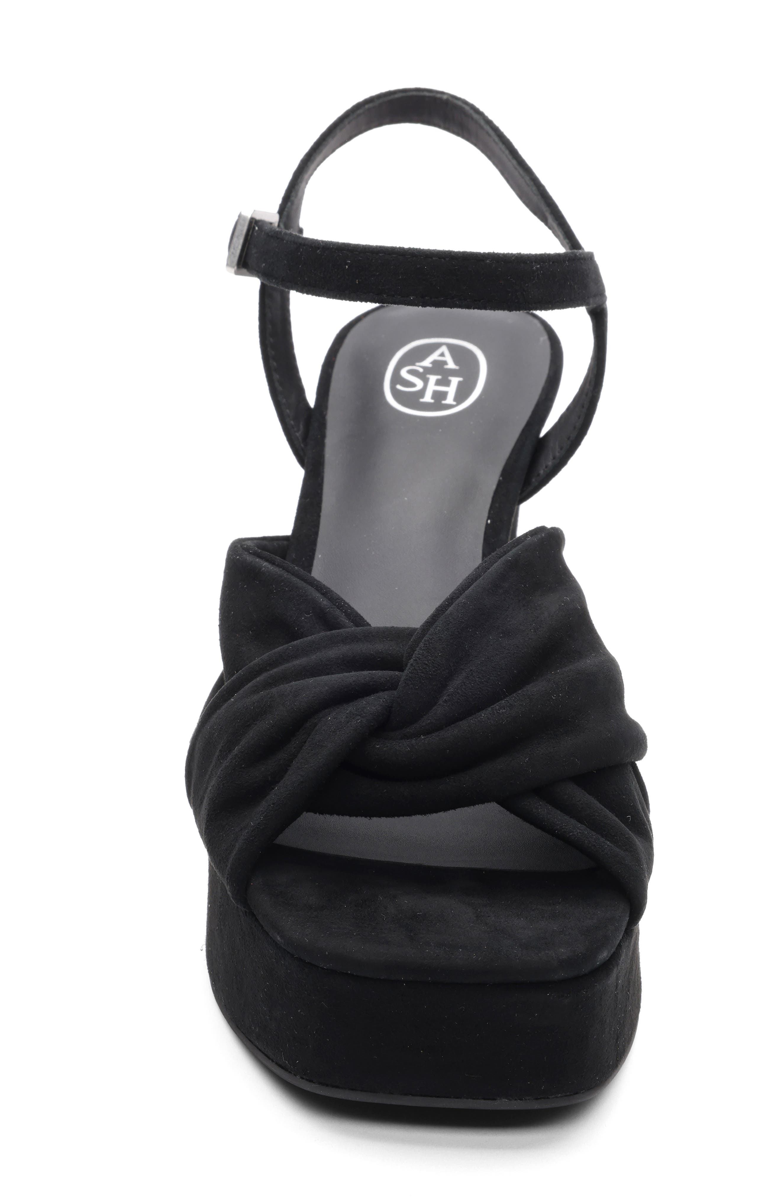 Ash Opus Suede Ankle Strap Platform Sandal, Alternate, color, Black