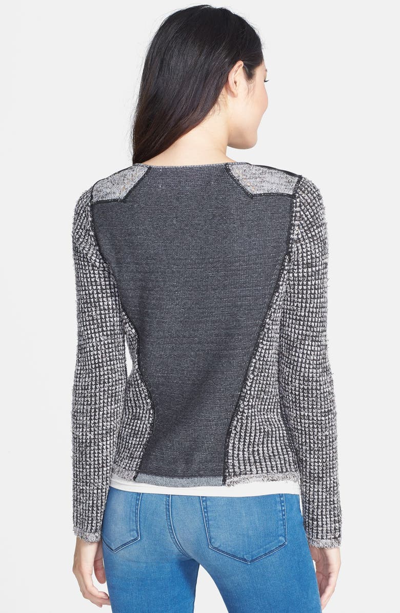 Curio Moto Zip Patchwork Cardigan, Alternate, color, 