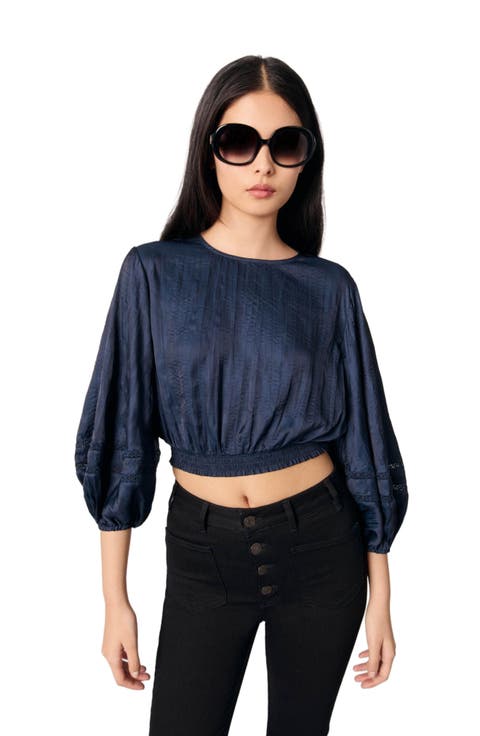 Satin-look cropped top