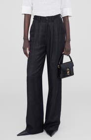 ANINE BING Carrie High Waist Wide Leg Silk Pants