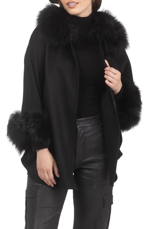 Gorski Select Wool Cape With Select Lamb Collar And Cuffs In Black
