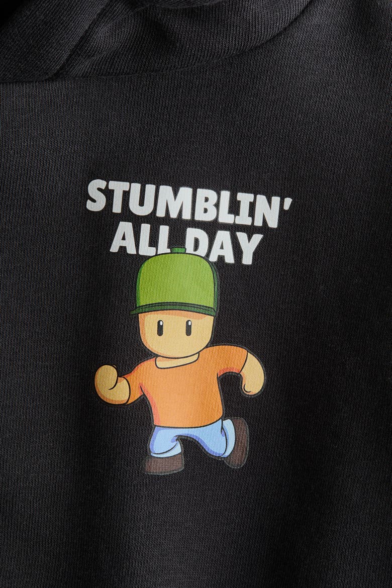 Printed Hoodie, Alternate, color, Black/Stumble Guys