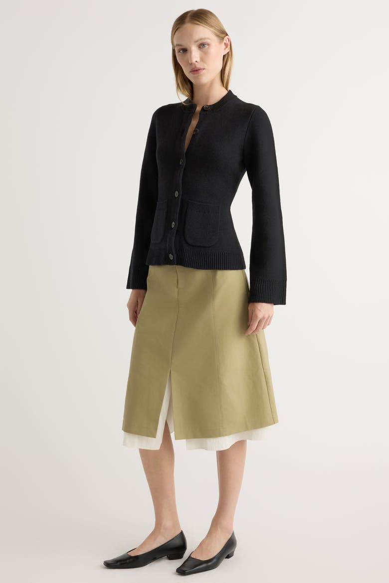 Eames Cotton Wool Button Cardigan, Alternate, color, Black