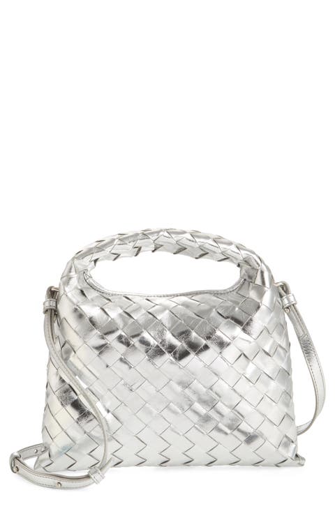 Mini Hop Mirror Intrecciato Leather Hobo Bag