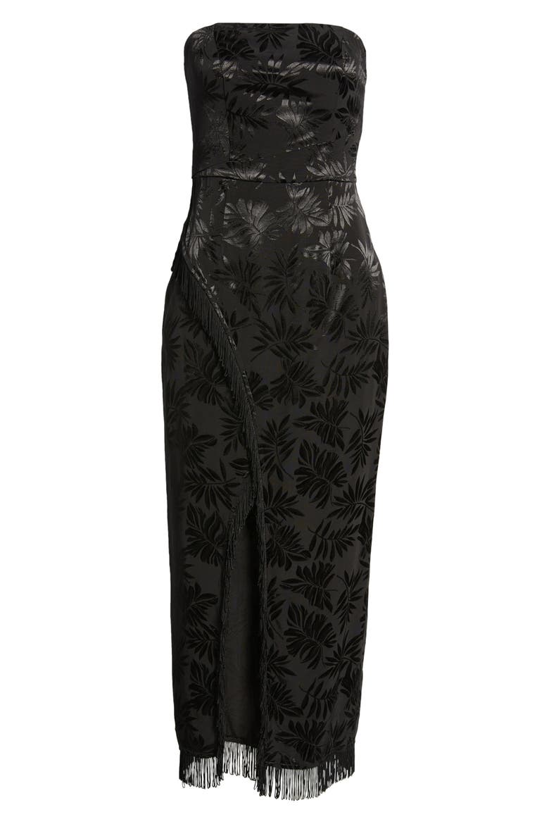 Ignite My Love Embossed Strapless Gown, Alternate, color, BLACK FLORAL