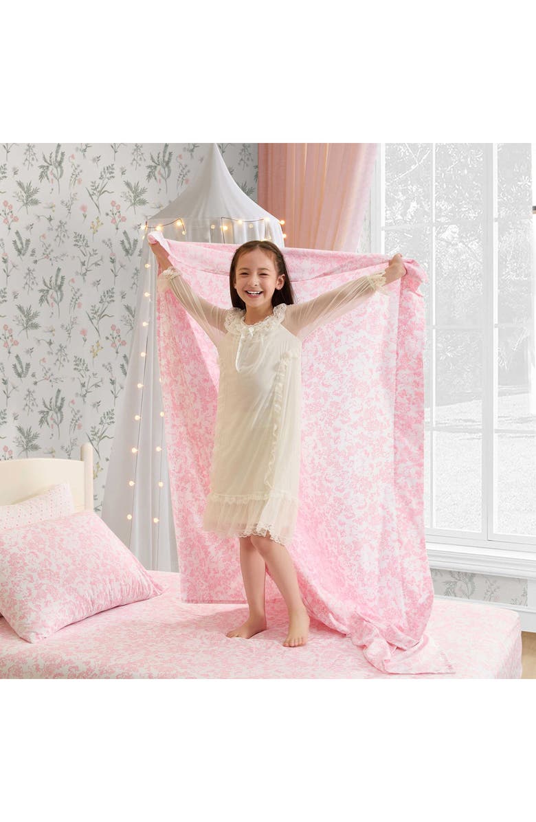 Laura Ashley Toile Unicorn Microfiber Sheet Set, Alternate, color, Pink Toile Unicorn