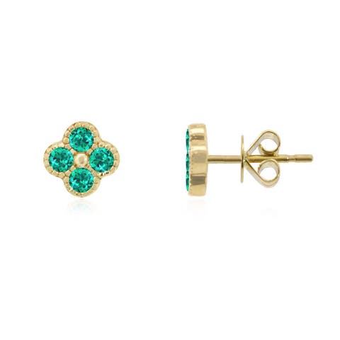 Emerald Clover Stud Earrings