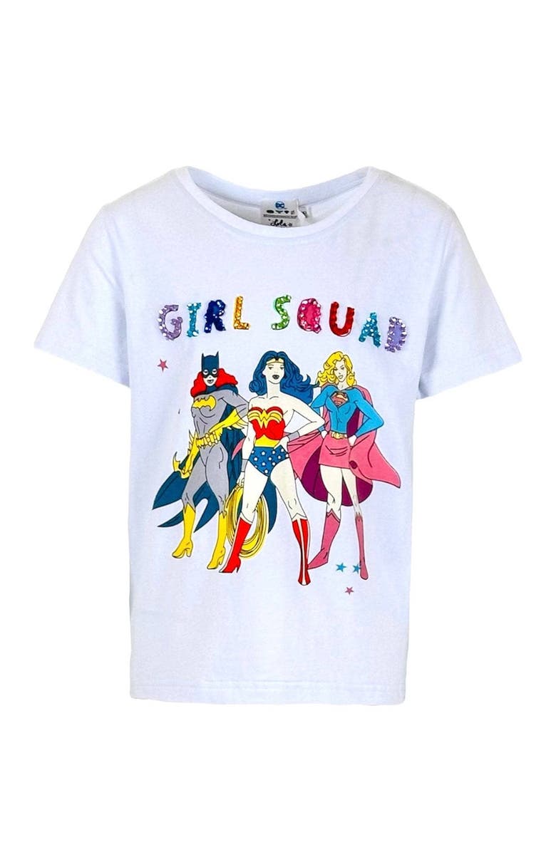 Lola + The Boys Wonder Woman Girls Squad Tee, Main, color, 