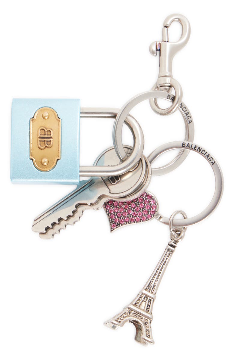 Balenciaga Padlock Key Ring Bag Charm, Main, color, 