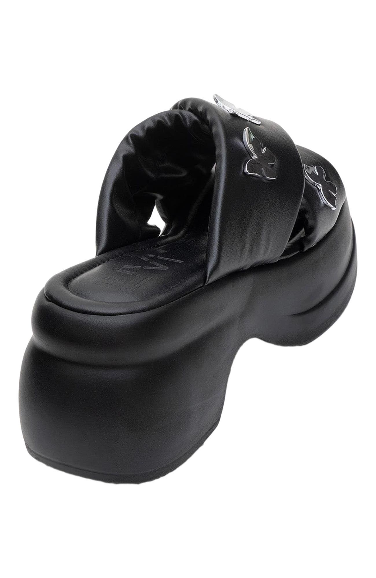 Prologue Shoes Force Butterfly-Buckle Platform Sandal, Alternate, color, Black Faux Leather