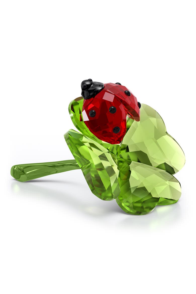 Idyllia Ladybug & Clover Crystal Figurine, Main, color, MULTICOLORED