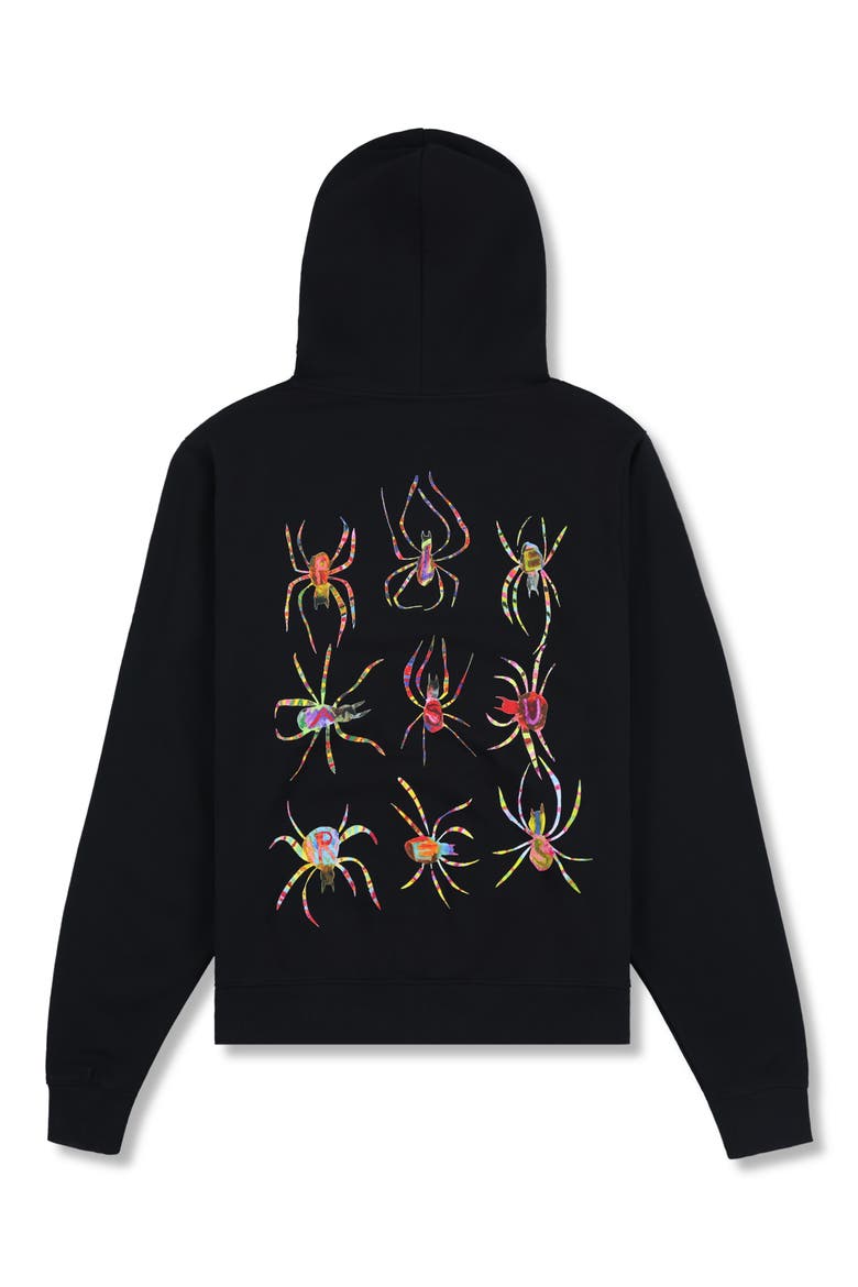 Spiders Fitted Graphic Zip Hoodie, Alternate, color, BLACK