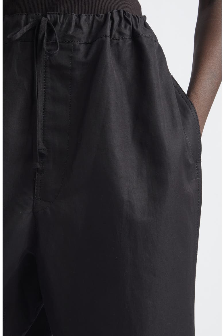 Crop Cotton & Linen Twill Wide Leg Pants, Alternate, color, BLACK