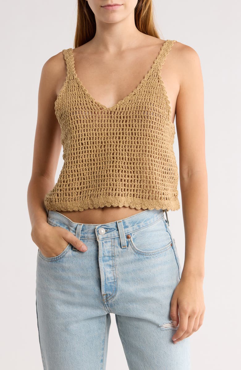 Rip Curl Soleil Crochet Top, Main, color, Taupe