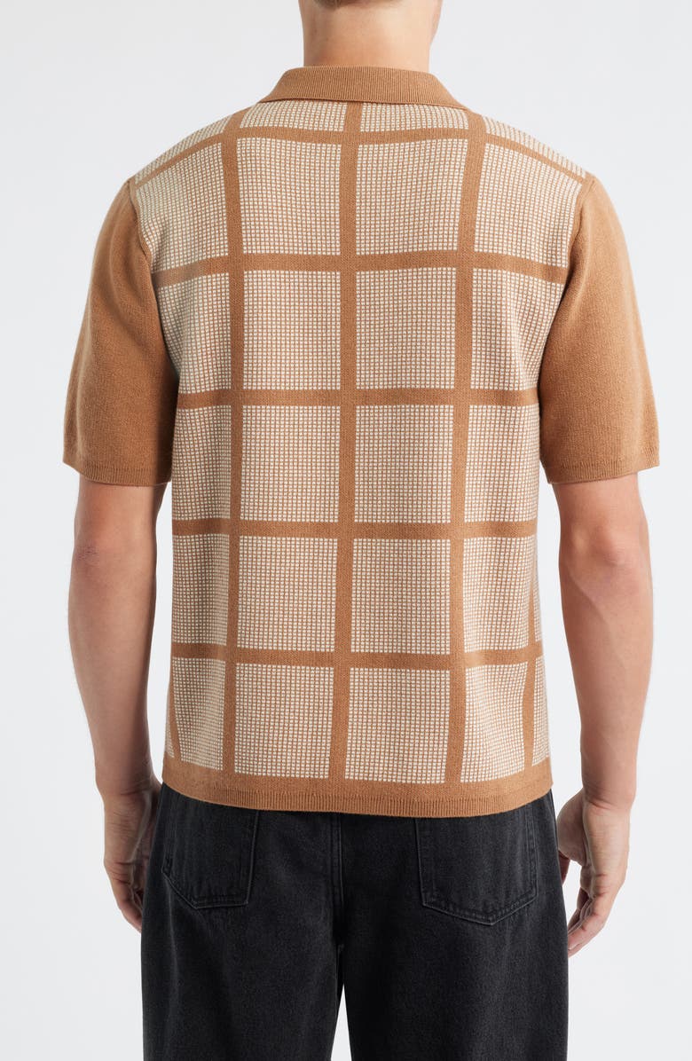 Percival Costa Geo Pattern Short Sleeve Wool & Cotton Cardigan, Alternate, color, Tobacco