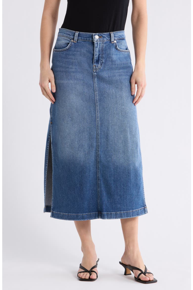 Denim Midi Skirt, Main, color, MIDELT