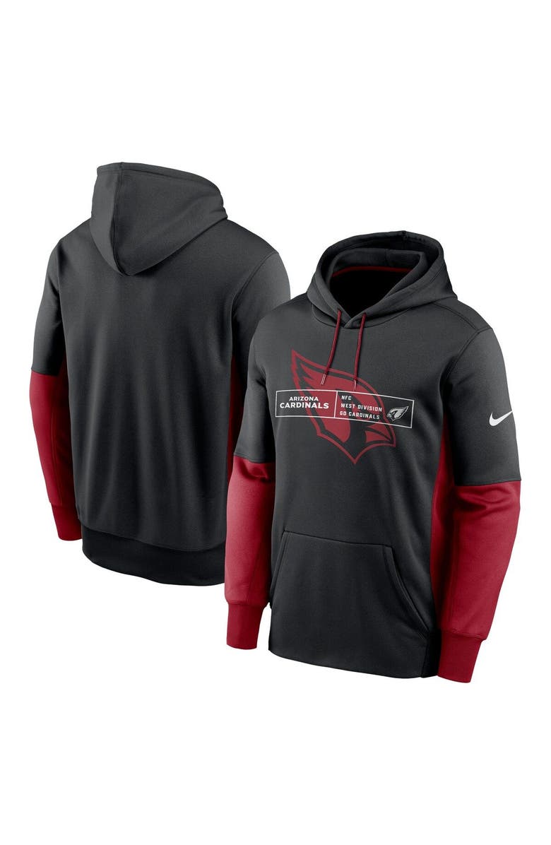 Nike Men's Nike Black Arizona Cardinals Color Block Fleece Performance Pullover Hoodie, Main, color, 