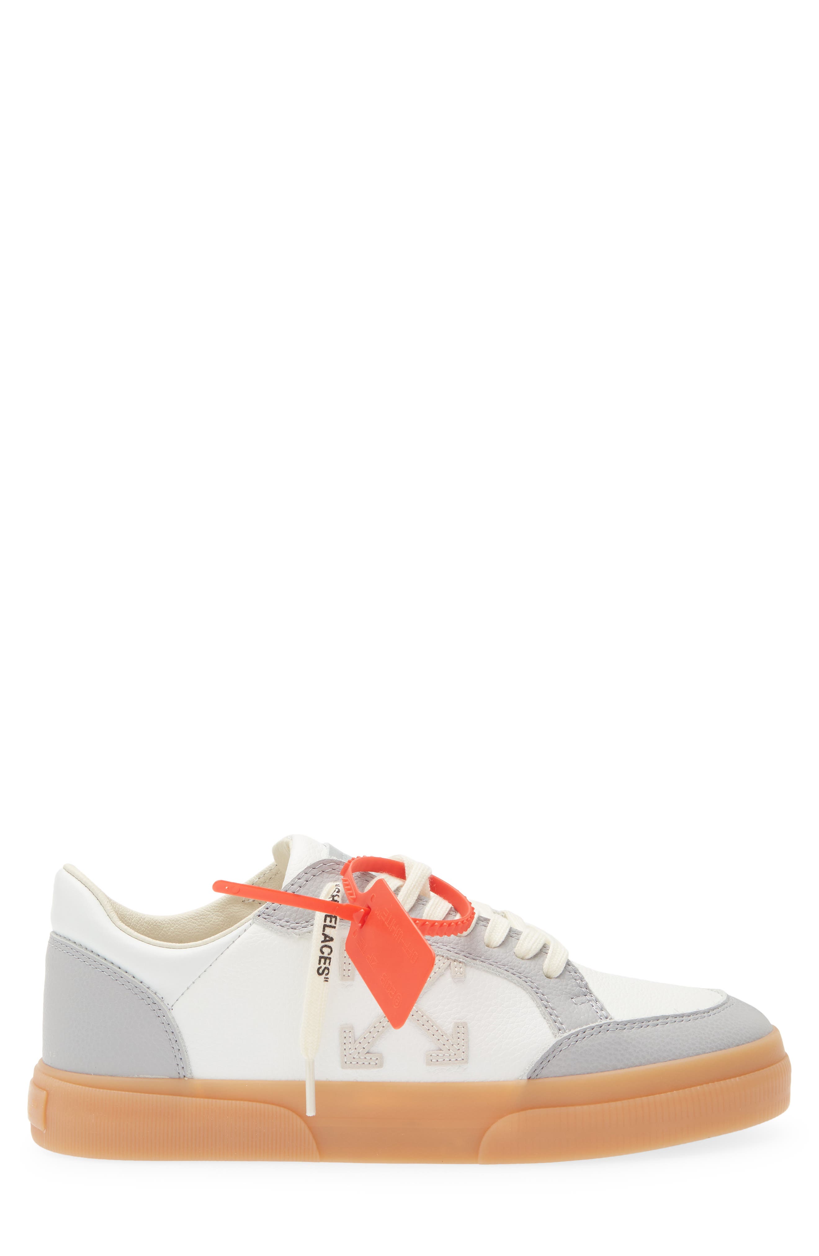 Off-White Low Vulcanized Leather Sneaker, Alternate, color, White - Light Blue